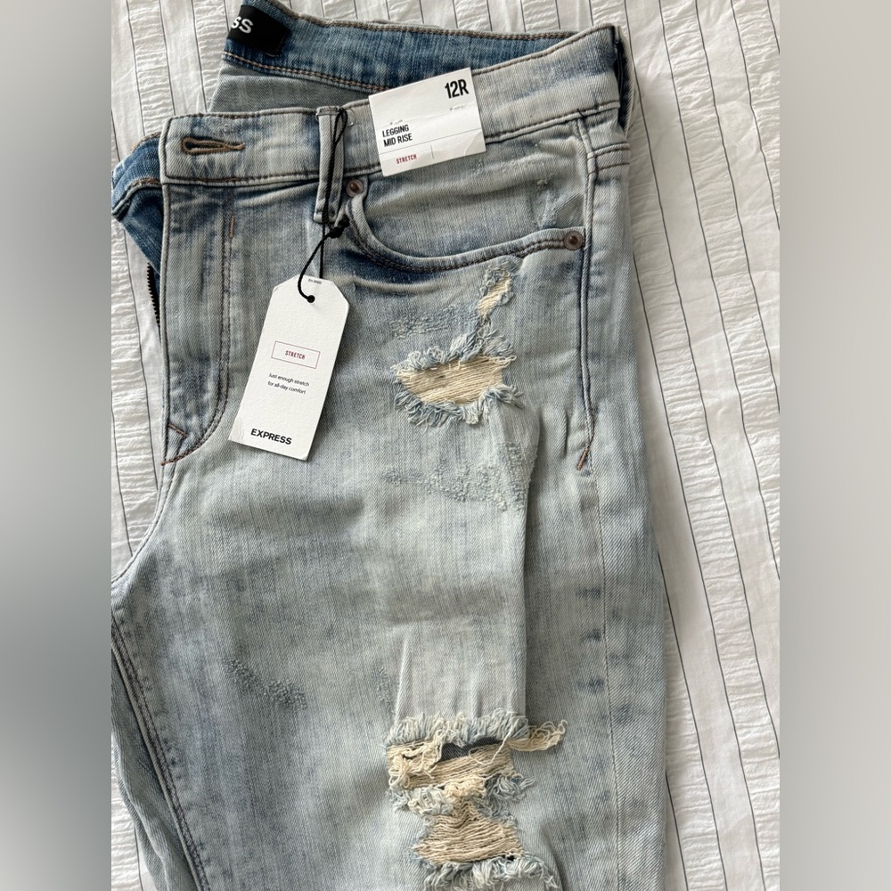 Express Light Blue Distressed Jeans